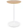 Table haute plateau rond en bois et pied en métal blanc ELVAN (Ø 60 cm) (naturel)