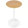 Table haute plateau rond en bois et pied en métal blanc ELVAN (Ø 60 cm) (naturel)