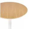 Table haute plateau rond en bois et pied en métal blanc ELVAN (Ø 60 cm) (naturel)