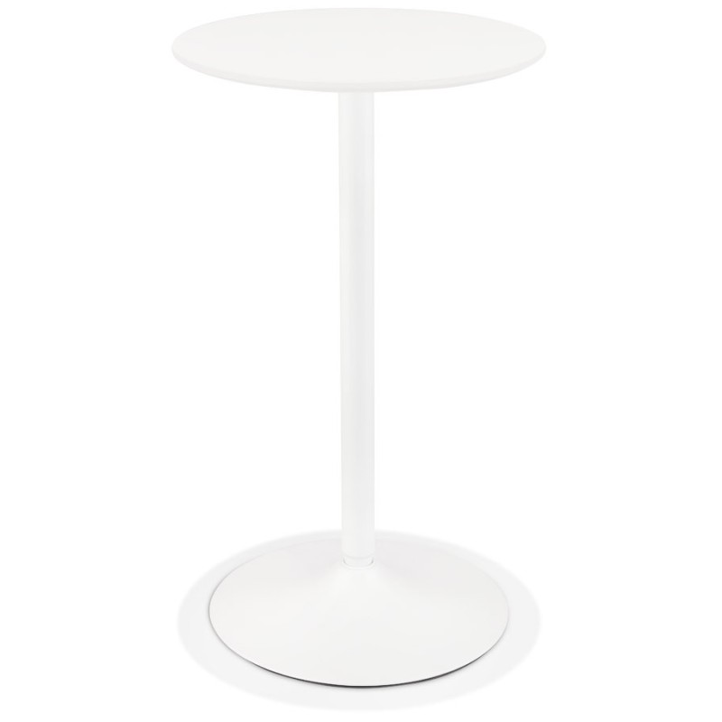 Table haute plateau rond en bois et pied en métal blanc NIELS (Ø 60 cm) (blanc)