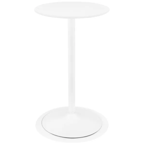 Table haute plateau rond en bois et pied en métal blanc NIELS (Ø 60 cm) (blanc)