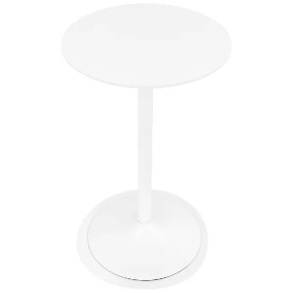 Table haute plateau rond en bois et pied en métal blanc NIELS (Ø 60 cm) (blanc)