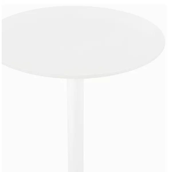 Table haute plateau rond en bois et pied en métal blanc NIELS (Ø 60 cm) (blanc)