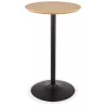 Table haute plateau rond en bois et pied en métal noir ELVAN (Ø 60 cm) (naturel)