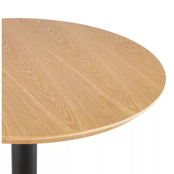 Table haute plateau rond en bois et pied en métal noir ELVAN (Ø 60 cm) (naturel)