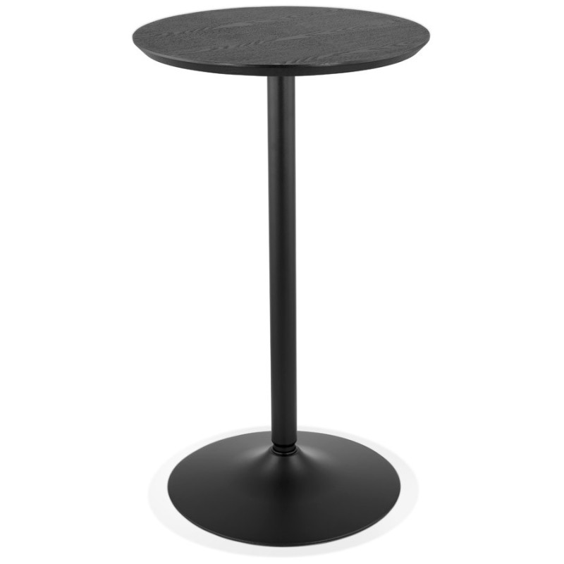 Table haute plateau rond en bois et pied en métal noir ELVAN (Ø 60 cm) (noir)