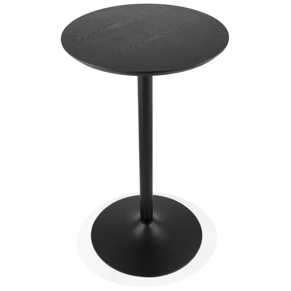 Table haute plateau rond en bois et pied en métal noir ELVAN (Ø 60 cm) (noir)