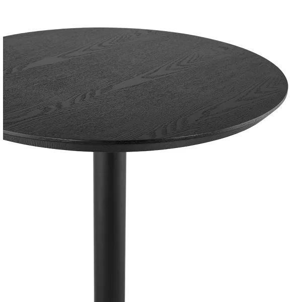 Table haute plateau rond en bois et pied en métal noir ELVAN (Ø 60 cm) (noir)