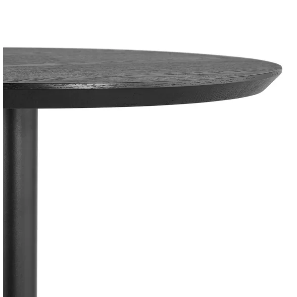 Table haute plateau rond en bois et pied en métal noir ELVAN (Ø 60 cm) (noir)