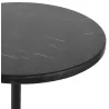 Table haute plateau rond en pierre effet marbre et pied en fonte noir AMOS (Ø 60 cm) (noir)