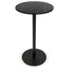 Table haute plateau rond en pierre effet marbre et pied en métal noir OLAF (Ø 60 cm) (noir)