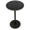 Table haute plateau rond en pierre effet marbre et pied en métal noir OLAF (Ø 60 cm) (noir)