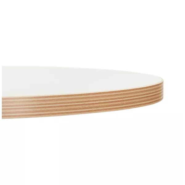 Table haute en bois plateau rond et pied en métal noir (Ø 60 cm) ARCHIBALD (blanc)