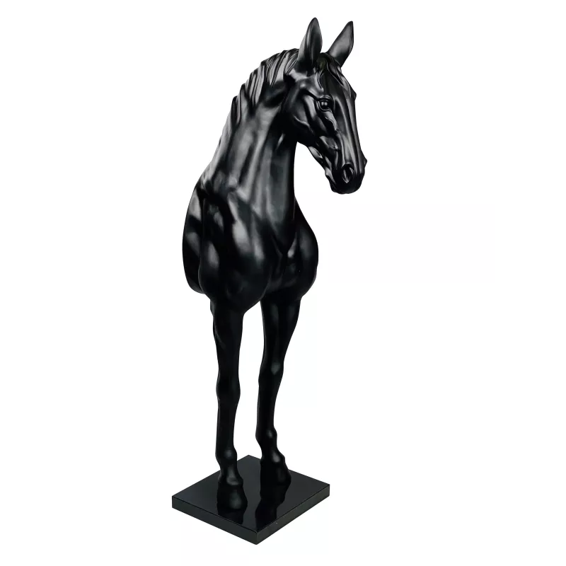 Decorative CHEVAL design statue in fiberglass (H180 x W69 cm) (black)