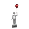 Statue décorative design ENFANT BALLON en résine (H185 x L68 cm) (gris clair)