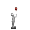 Statue décorative design ENFANT BALLON en résine (H185 x L68 cm) (gris clair)