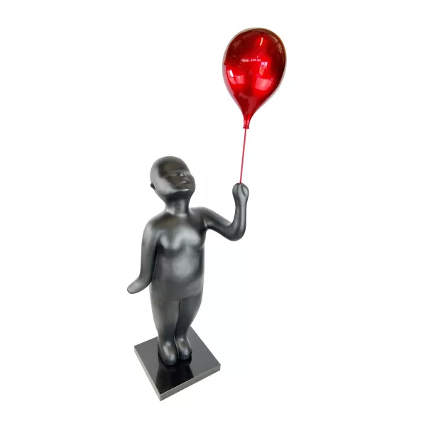 Statue décorative design ENFANT BALLON en résine (H185 x L68 cm) (gris foncé)