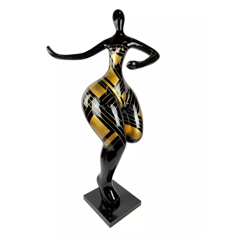 Statue décorative design DANSEUSE en résine (H140 x L60 cm) (noir, doré)