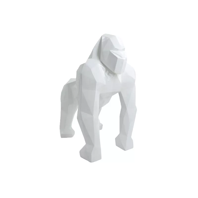 Statue décorative design GORILLE ORIGAMI en fibre de verre (H130 x L110 cm) (blanc)