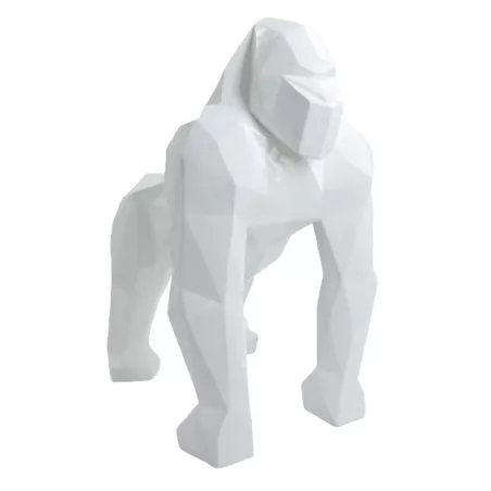 Statue décorative design GORILLE ORIGAMI en fibre de verre (H130 x L110 cm) (blanc)