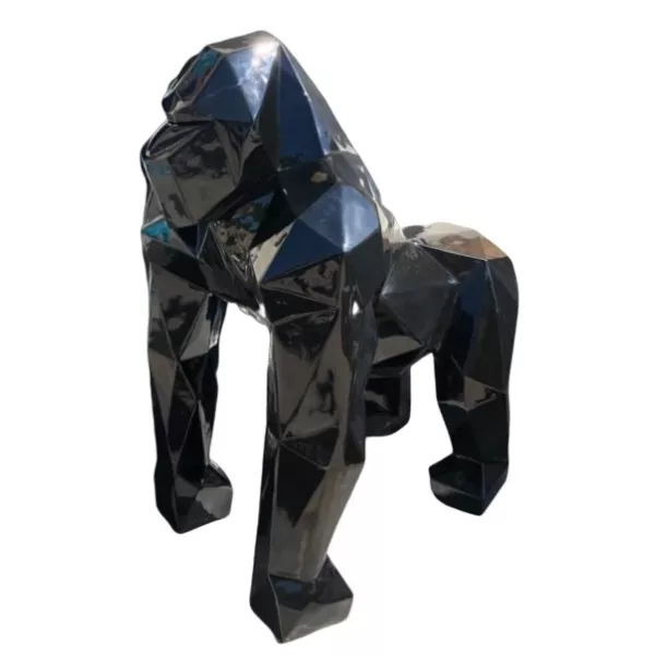 GORILLE ORIGAMI dekorative Design-Statue aus Fiberglas (H130 x B110 cm) (schwarz)