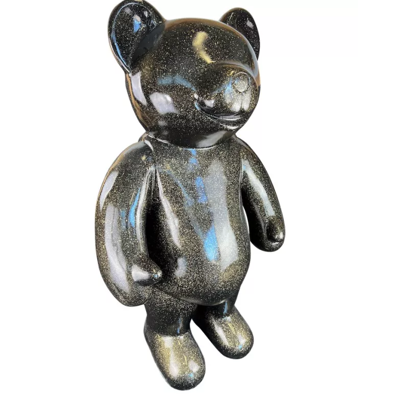 Statua decorativa di design TEDDY in resina (H146 x L95 cm) (glitter nero)