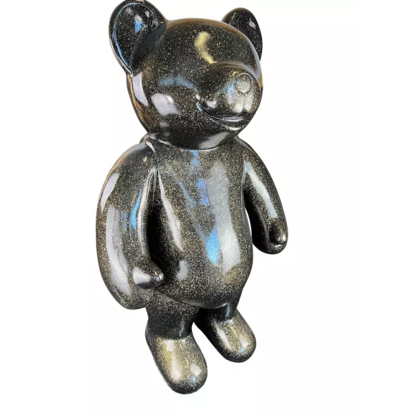 Estatua de diseño decorativo TEDDY en resina (H146 x W95 cm) (purpurina negra)