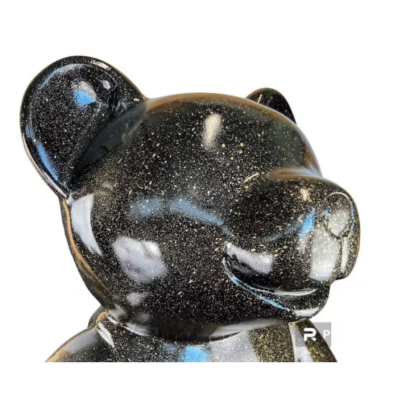 Decorative design statue TEDDY in resin (H146 x W95 cm) (black glitter)