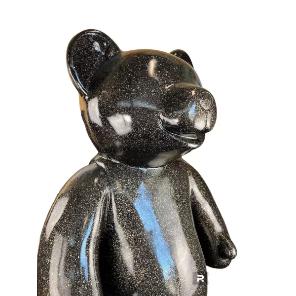 Decorative design statue TEDDY in resin (H146 x W95 cm) (black glitter)