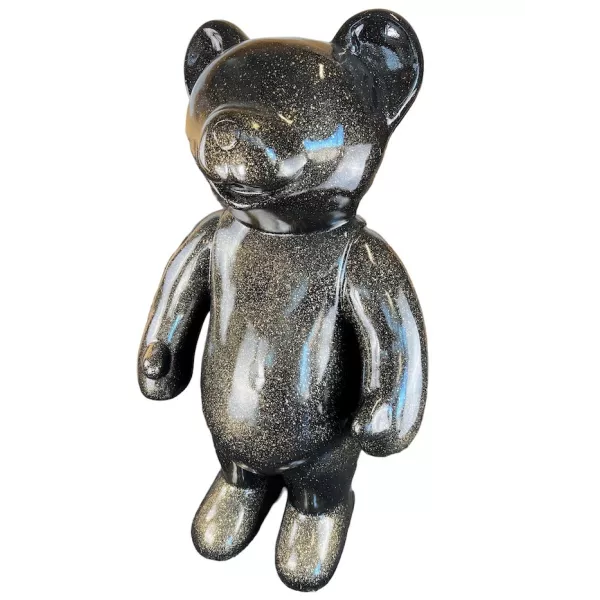 Decorative design statue TEDDY in resin (H146 x W95 cm) (black glitter)