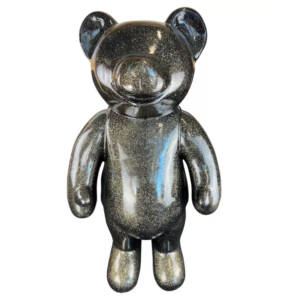 Statua decorativa di design TEDDY in resina (H146 x L95 cm) (glitter nero)