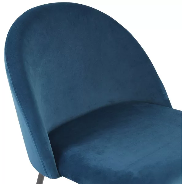 Fauteuil lounge design en velours et pieds métal noir ARTHUS (Bleu, Noir)