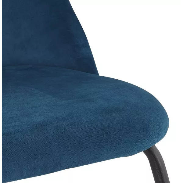 Fauteuil lounge design en velours et pieds métal noir ARTHUS (Bleu, Noir)