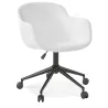 Chaise de bureau sur roulettes tissu bouclé pieds métal noirs LEOPOLD (Blanc, Noir)