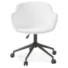 Chaise de bureau sur roulettes tissu bouclé pieds métal noirs LEOPOLD (Blanc, Noir)