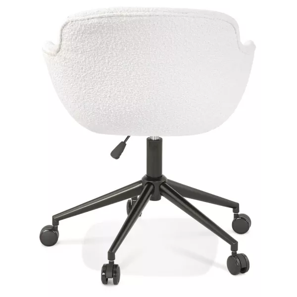 Chaise de bureau sur roulettes tissu bouclé pieds métal noirs LEOPOLD (Blanc, Noir)