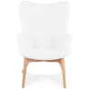 Fauteuil à oreilles tissu bouclé pieds bois naturel RHYS (Beige, Blanc)