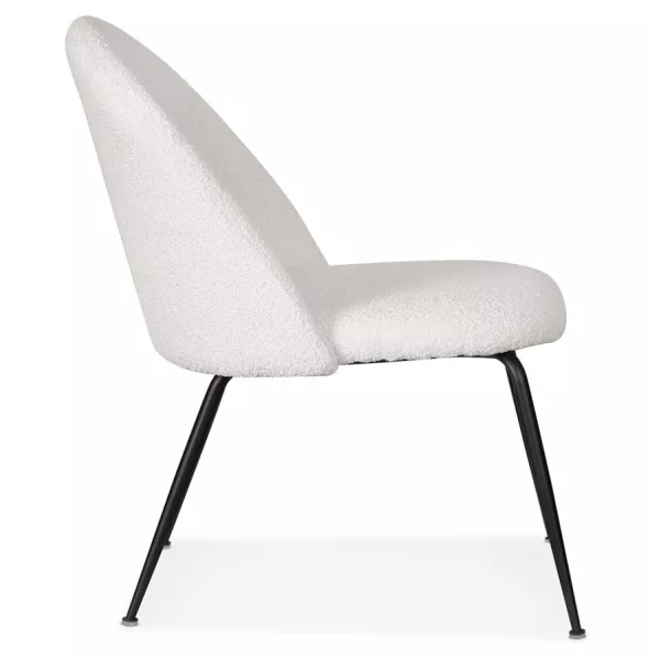 Fauteuil lounge design tissu bouclé et pieds e métal noir ARTHUS (Blanc, Noir)