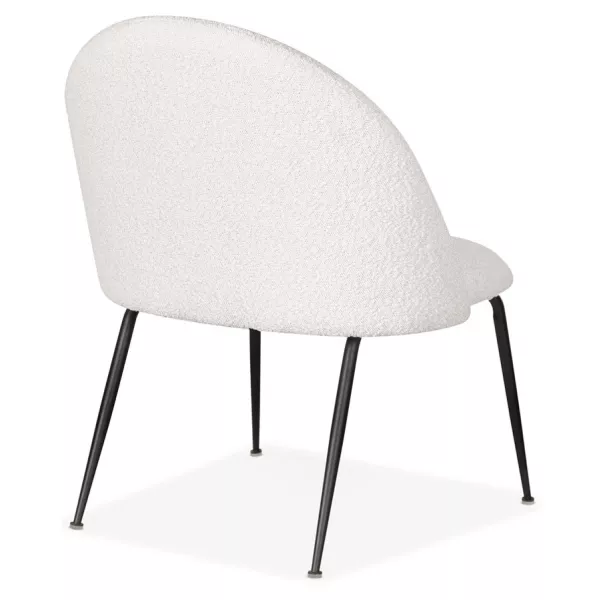 Fauteuil lounge design tissu bouclé et pieds e métal noir ARTHUS (Blanc, Noir)