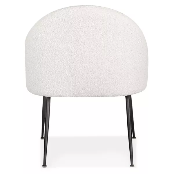 Fauteuil lounge design tissu bouclé et pieds e métal noir ARTHUS (Blanc, Noir)