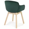 Chaise accoudoirs FRIDA en velours vert et pieds bois naturel