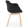 Chaise accoudoirs FRIDA en velours noir et pieds bois naturel