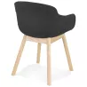 Chaise accoudoirs LAMBIC en tissu noir et pieds bois naturel