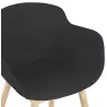 Chaise accoudoirs LAMBIC en tissu noir et pieds bois naturel