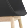 Chaise accoudoirs LAMBIC en tissu noir et pieds bois naturel