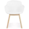 Chaise accoudoirs MOUTOU en tissu bouclé blanc et pieds bois naturel