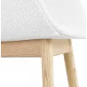 Chaise accoudoirs MOUTOU en tissu bouclé blanc et pieds bois naturel