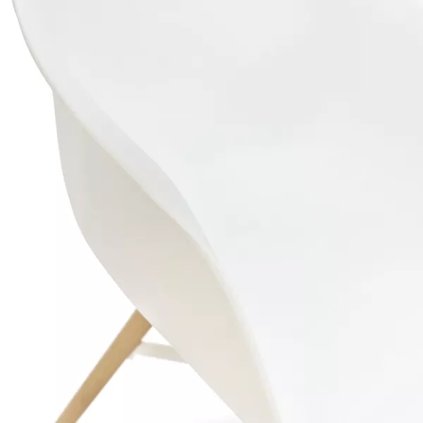 Chaise accoudoirs MELIS blanche pieds métal et bois naturel