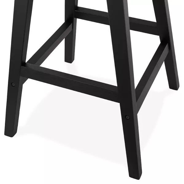 Tabouret snack mi-hauteur ASPEN MINI en microfibre brune et pieds bois noir