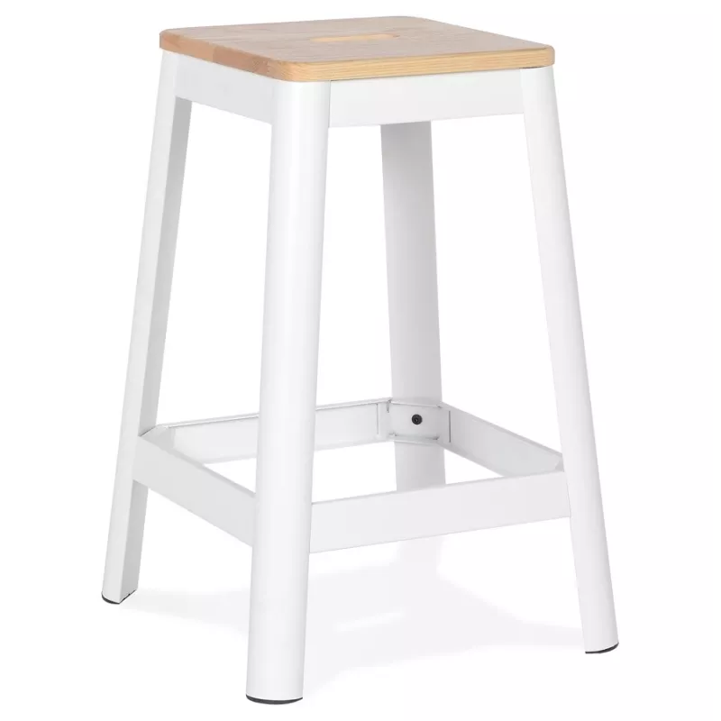 Tabouret snack mi-hauteur LIDYA MINI blanc style industriel